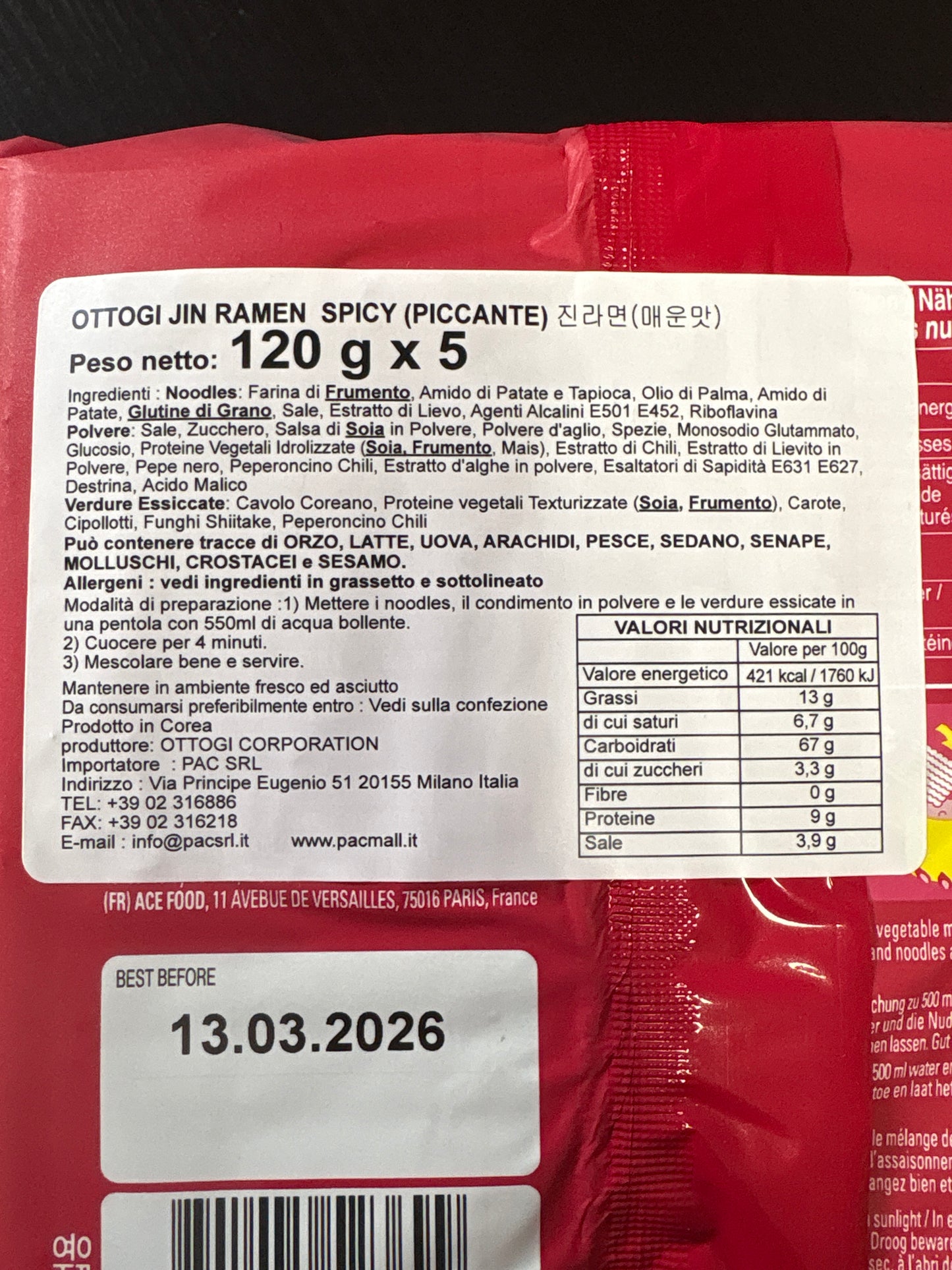 Jin Ramen Spicy noodles(120gr)