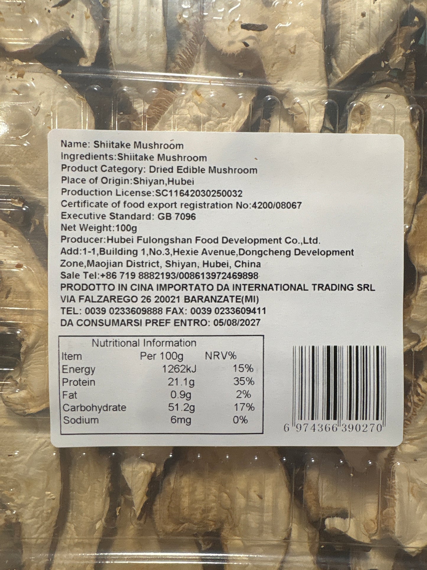 Funghi shiitake a fette (100gr)