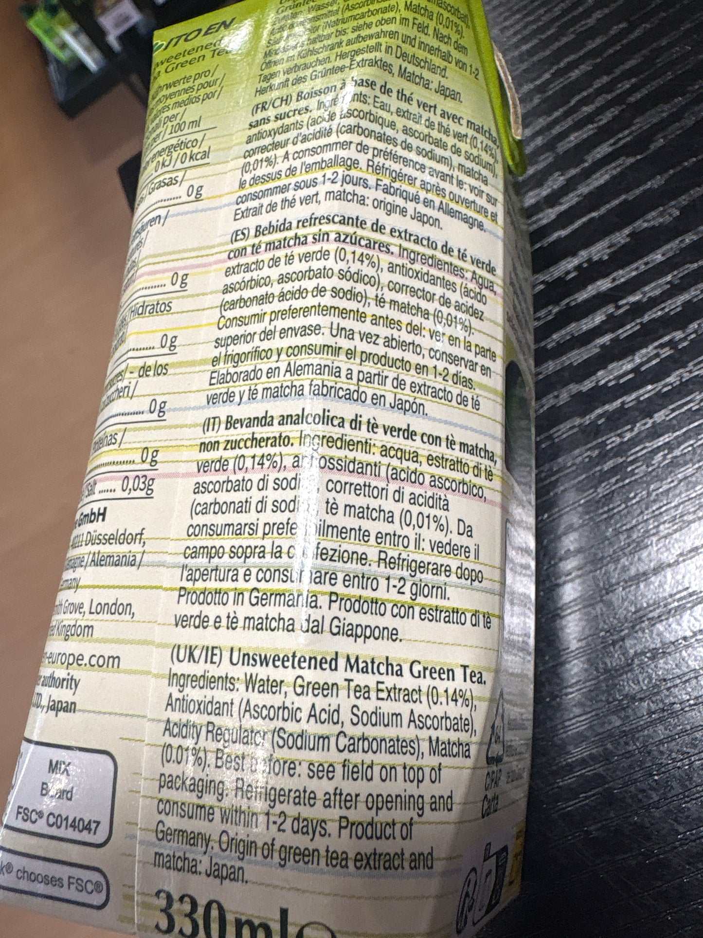 The verde con matcha (330ml)