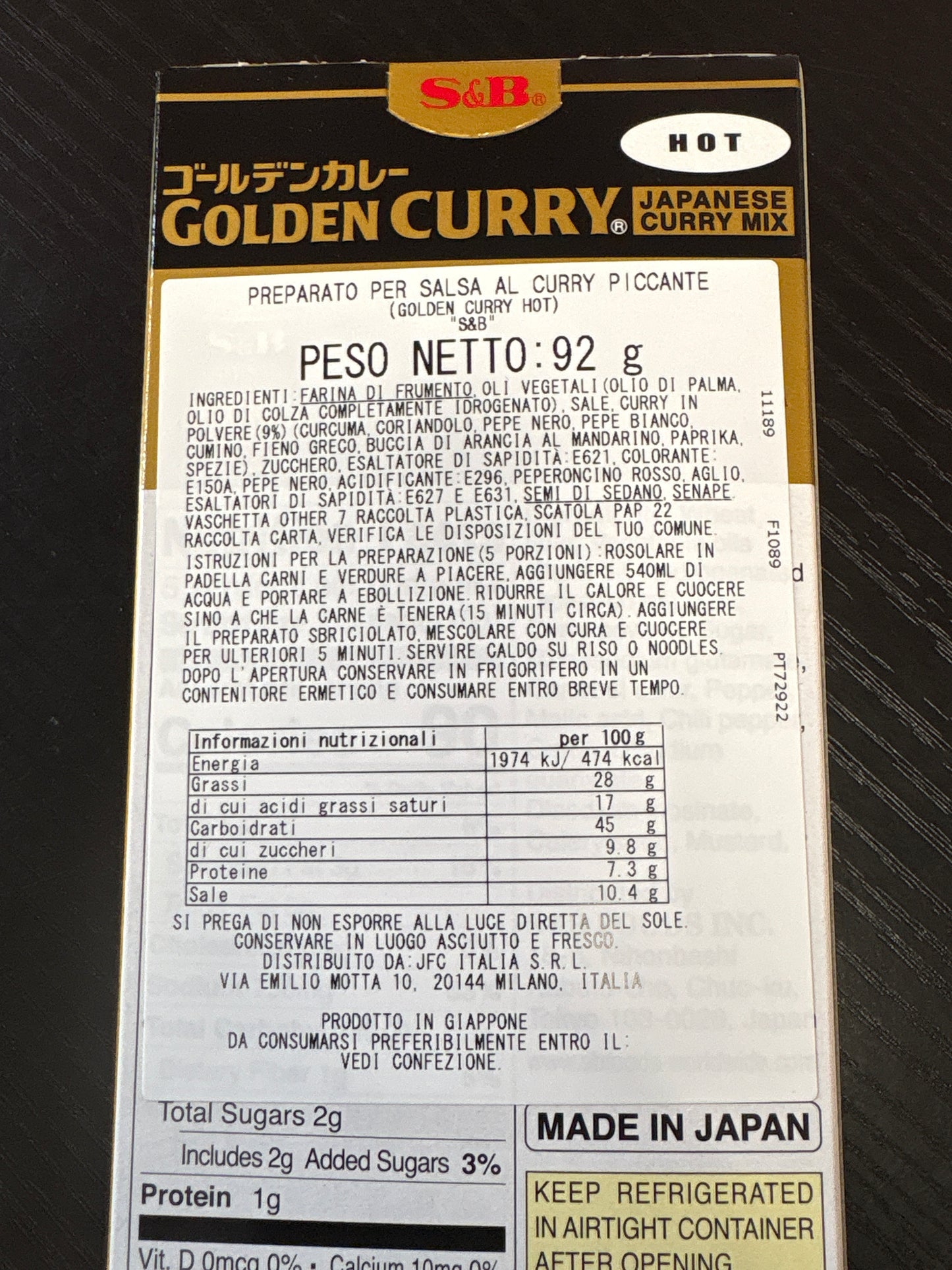 Curry in cubi piccolo hot (92gr-5 porzioni)